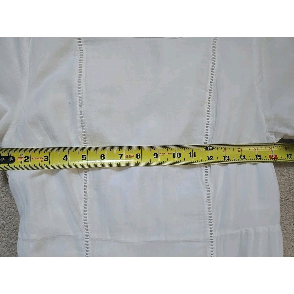 Old Navy Dress M White short Sleeve Midi Embroidered Lightweight cottage‎ Eyelet - Picture 9 of 12